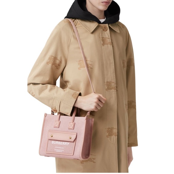Burberry Mini Freya Horseferry Logo Canvas and Leather tote, NEW - Picture 3 of 17